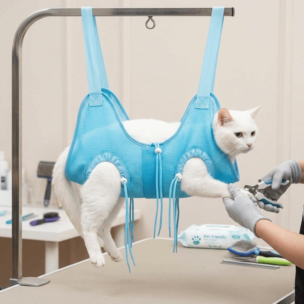 Anti-Scratch Pet Bath Hammock Breathable Cat Trimming Restraint Bag Nail Trimming Sling Pet Salon