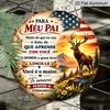 2D Flat, 1pc Portuguese Fathers Day Aluminum Sign, Vintage Deer Sunset Patriotic Design, "Para Meu Pai" Quote Decorative Sign for Home, Pub, Cabin