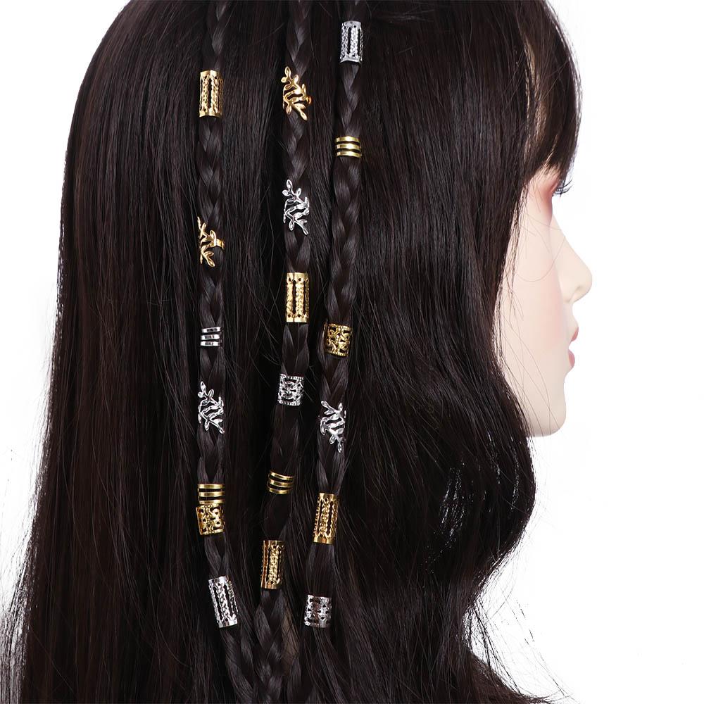 40PCS Gold and Silver Dreadlocks Beads Hair Braiding Hair Braid Tubes Hair Jewelry