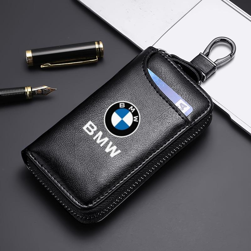 NTSM5 Leather Car Key Wallet Zipper Keys Organizer Fashion Men Keychain Case Accessories For BMW X6 X1 X2 X3 X4 X5 X7 E46 E39 E90 E36