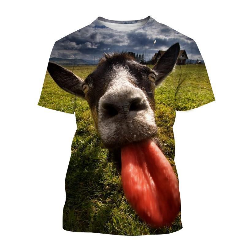 Summer Funny Animal Goat 3D Print T-Shirts Streetwear Men Fashion Harajuku Casual Oversized O-Neck T Shirt Tees Tops