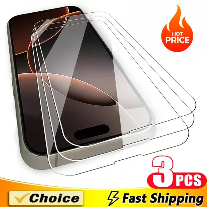 3 шт. закаленное стекло для iPhone 16 11 12 13 14 15 Pro Max защитное стекло для iPhone 13 Mini XR X XS MAX 8 7 16 Plus стекло