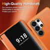 Бизнес-чехол-книжка из натуральной кожи класса люкс для Samsung Galaxy S26 Ultra S26 S25 S24 S23 Plus с окном-дисплеем LED, противоударная защитная крышка