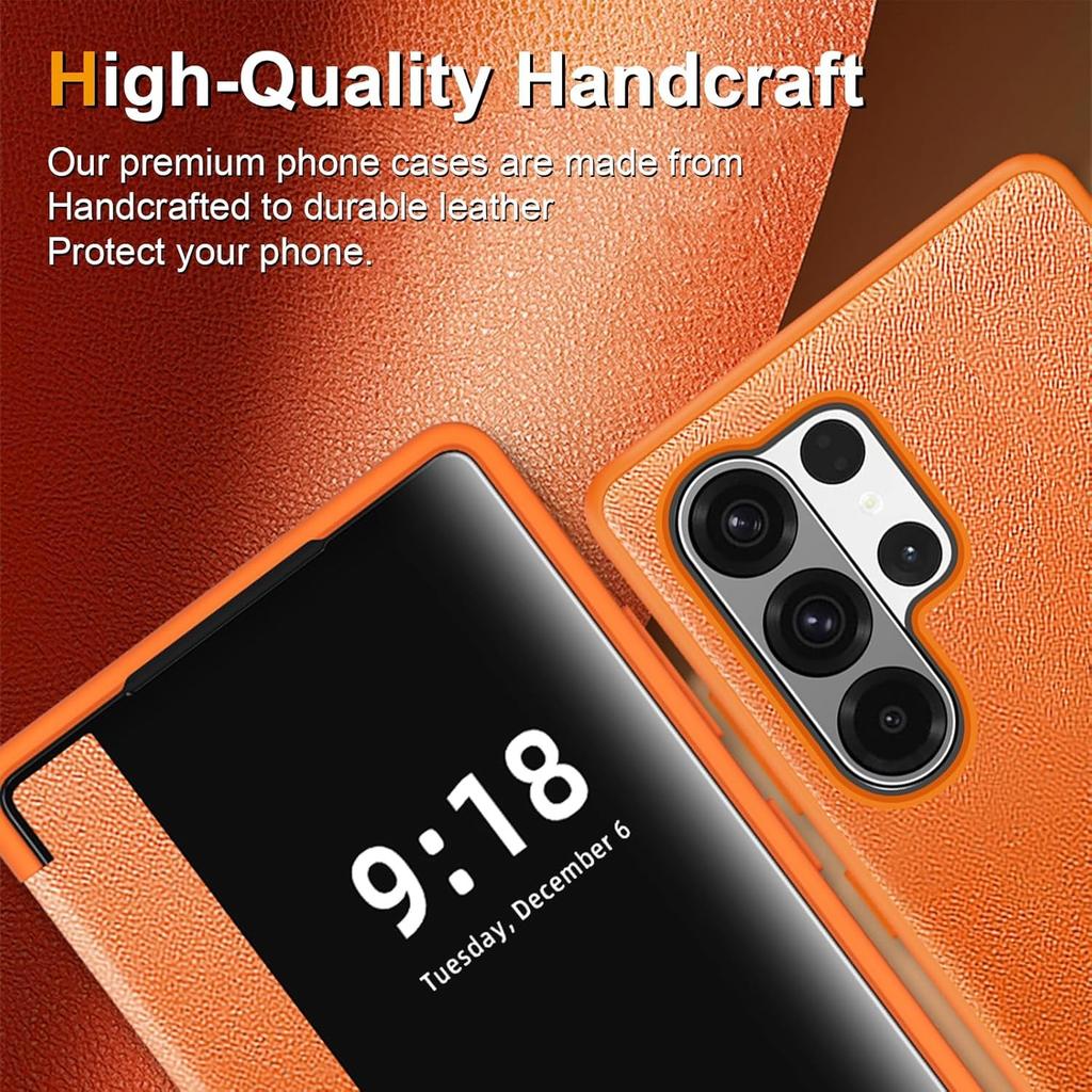Бизнес-чехол-книжка из натуральной кожи класса люкс для Samsung Galaxy S26 Ultra S26 S25 S24 S23 Plus с окном-дисплеем LED, противоударная защитная крышка