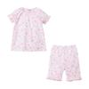 MIKI HOUSE Short Sleeve Pajamas with Cropped Floral Made In Baby Size Pants, Print, Japan, Girls' & Kids' Pajamas, 120cm, White, 12-7302-687