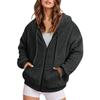 Women's Winter Fleece Windproof Zip Drawstring Front Pocket Outdoor Jacket Fleece Jacket