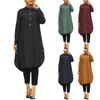 Мусульманская женская рубашка-пуловер с круглым вырезом, юбка-трапеция, повседневные винтажные платья с пуговицами