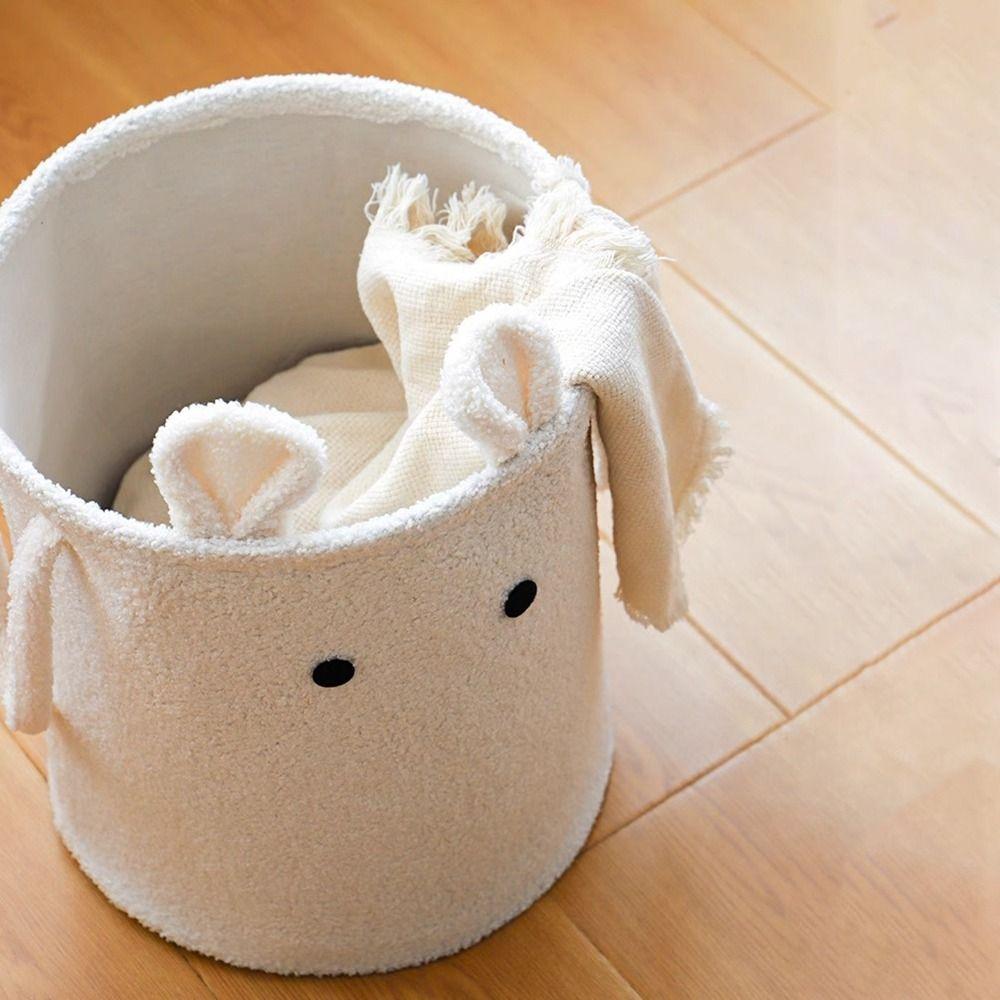 Cute Cartoon Folding Basket Large Capacity Plush Storage Basket Dirty Clothes Basket  Living Room