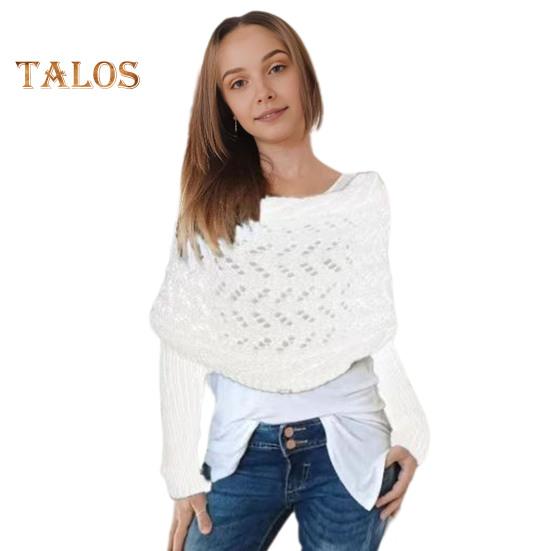 Вязаный шарф-накидка с косами и рукавами, мягкий шарф-шаль в богемном стиле, ажурный узор для вязания крючком, шарф-накидка в виде свитера