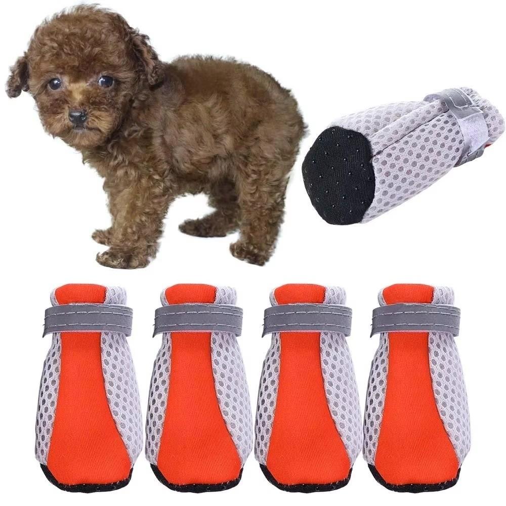 4Pcs Anti-slip Pet Dog Shoes Soft-sole Pet Footwear Cute Pet Sandals Summer