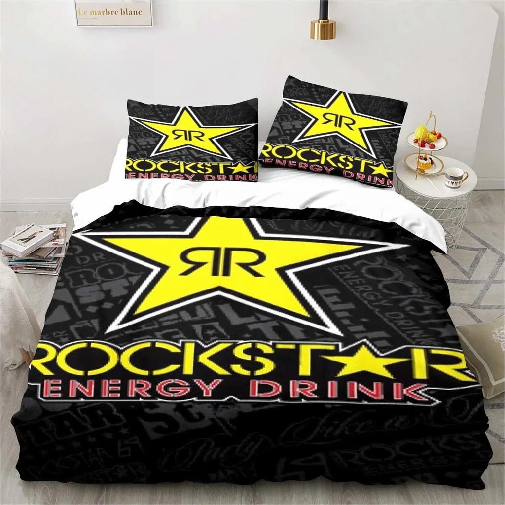 D-Drinks Rockstar Energy Sheets Quilt Covers Bedding Dormitory Sheets Three-piece Bedding Set Three-piece Soft Warm Bedding Set