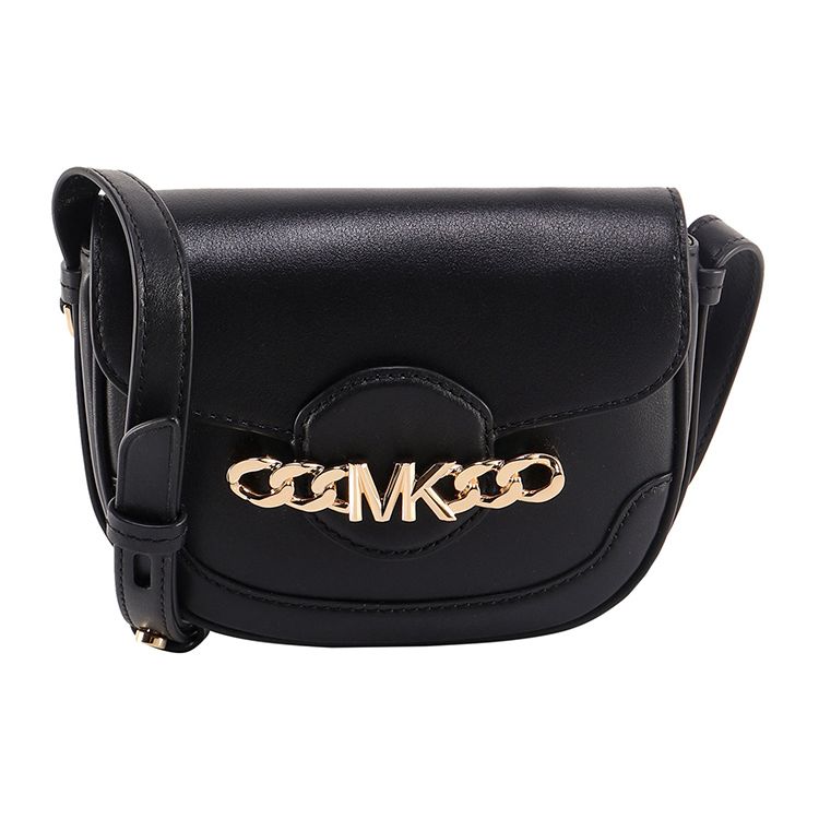Michael Kors MK Hally Сумка-седло из винтажной кожи однотонная с буквенной пряжкой Женская сумка через плечо Черная 32F1G2HC1L-001