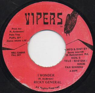 7-дюймовая пластинка RICKY GENERAL, SALAAM REMI, GARY NO - I Wonder PAL001 Vipers Ямайское регги, ска и даб Б/У