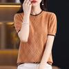 Pure Cotton Short-sleeved T-shirt for Women In Summer Thin Hollow Diamond Half-sleeved Loose Versatile Round Neck Sweater Top