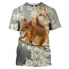 Men Summer Cute Fun Animal Squirrel Figure 3d Printed T-Shirt Casual Personality Comfortable Plus Size O Neck Short Sleeve