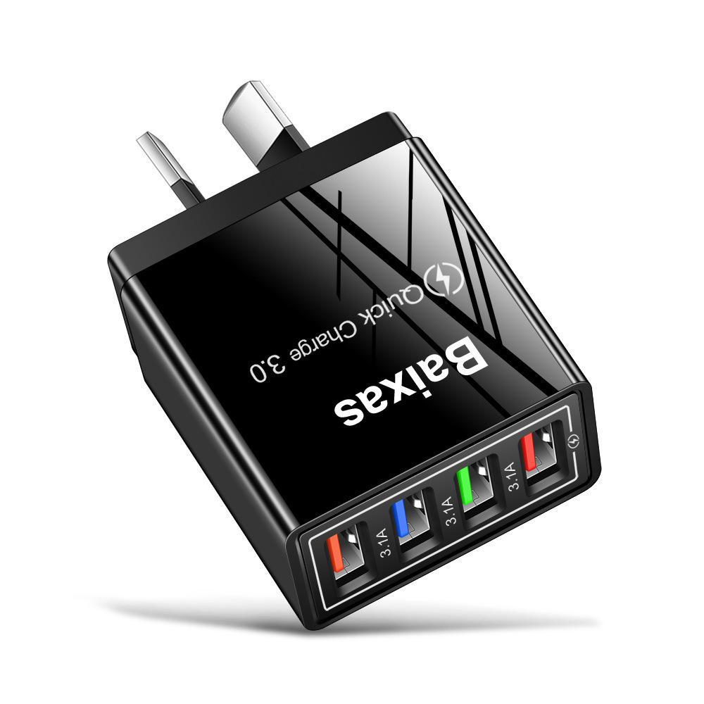 4-портовое USB-зарядное устройство для мобильных телефонов и планшетов, дорожное, стандарт США и ЕС, 3А