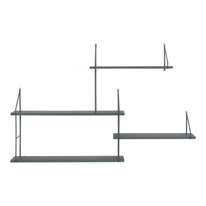 House Nordic Tess Shelf Wood and Steel Green 444253