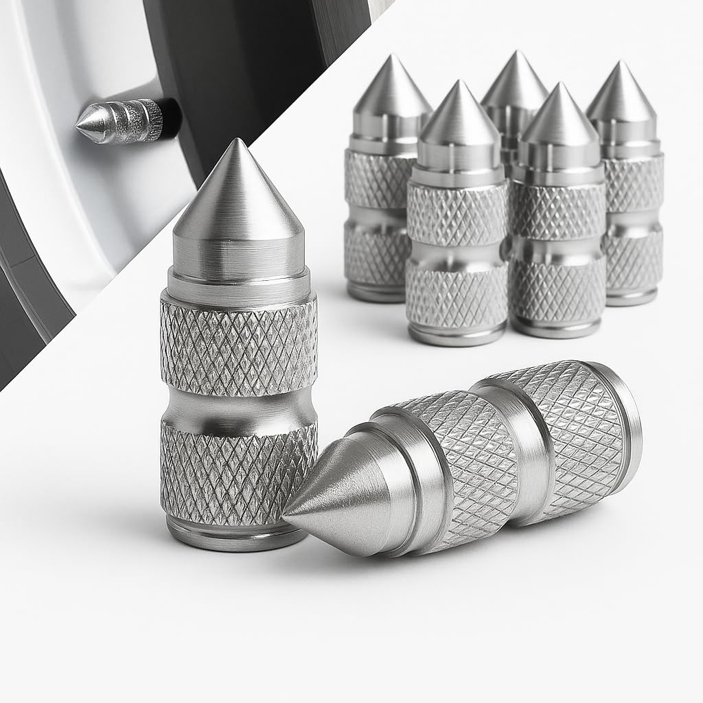8PCS Spike Tire Valve Stem Caps, Aluminum Alloy Pointed Air Valve Covers, Universal Dustproof Car Wheel Valve Caps for Cars, Trucks, SUVs,