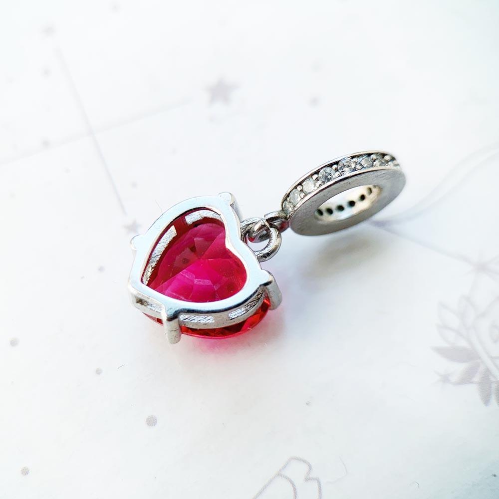 Fashion Women Heart With Red Stone Pendant Charm 925 Silver Fine Jewelry Autumn Romantic Gift For Girls