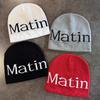 Streetwear Matin Letter Knitted Beanie Warmth Ear Protection Cold Seasons Cap