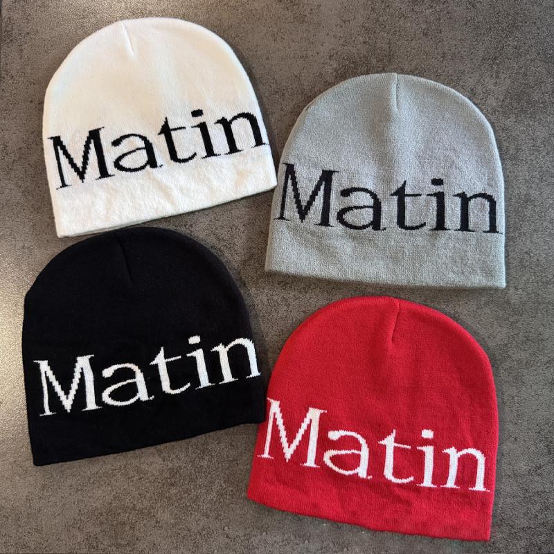 Streetwear Matin Letter Knitted Beanie Warmth Ear Protection Cold Seasons Cap