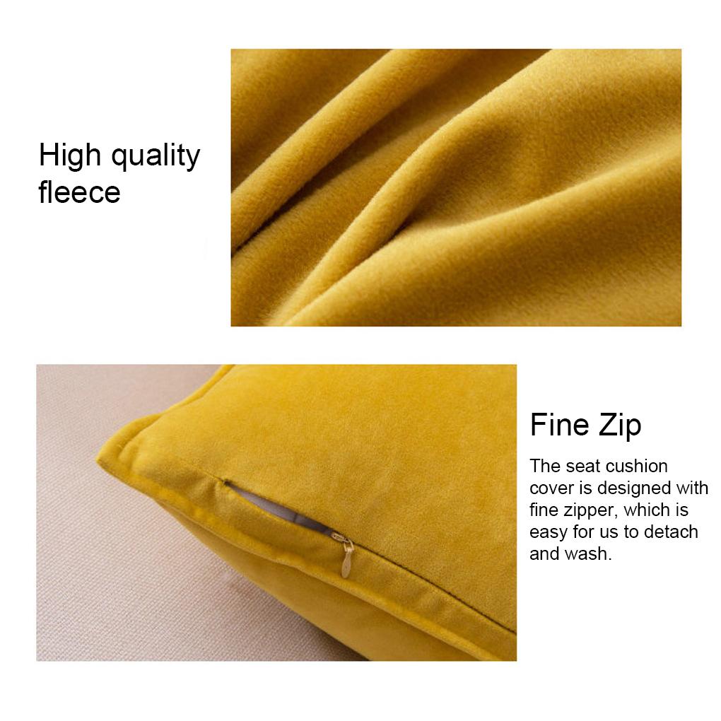 Seat Cushion Cover Solid Color Velvet Replacement Soft Decorative Reusable Zipper Sofa Pillow Case Accessories