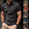 Летняя мужская рубашка-поло с коротким рукавом и пуговицами, однотонный повседневный топ