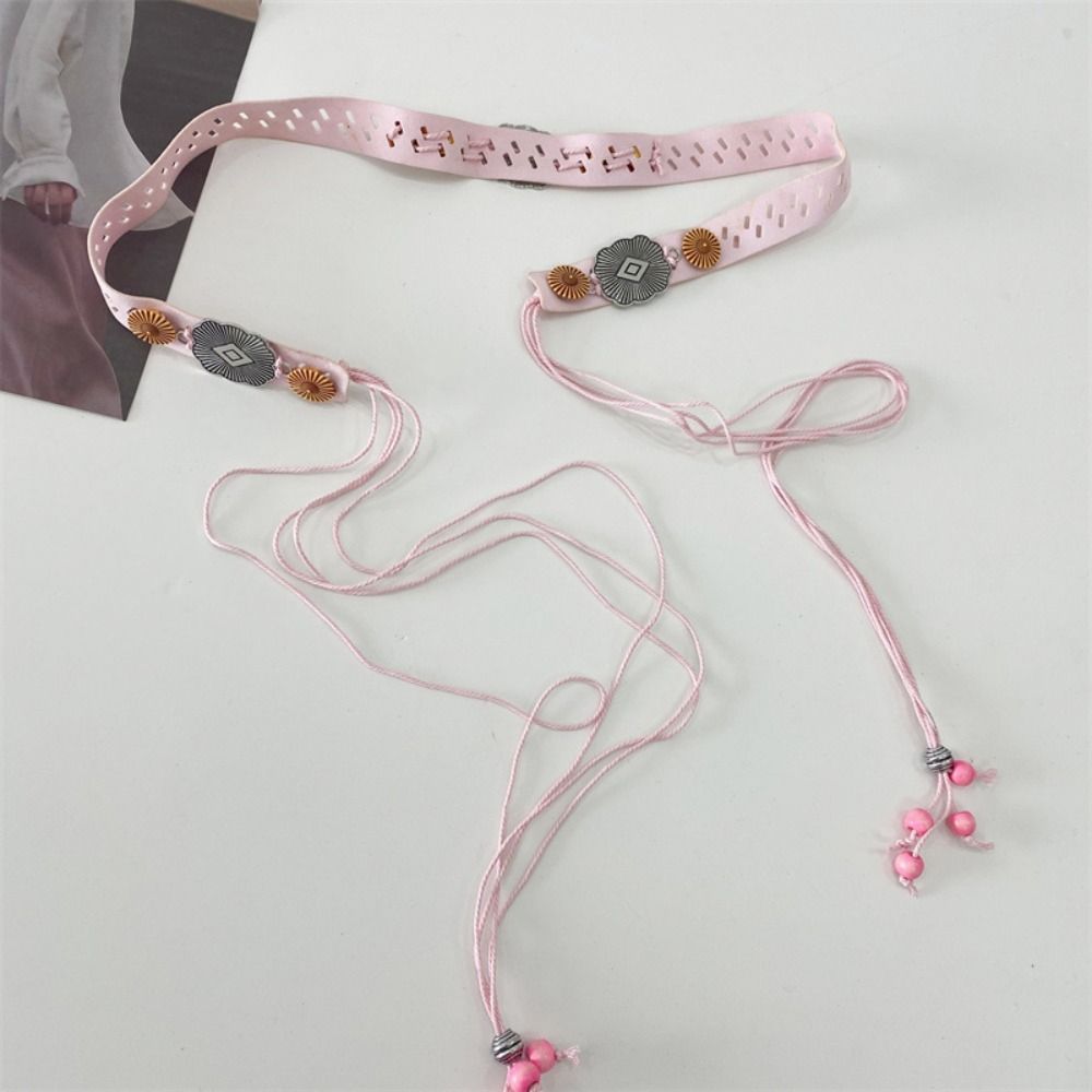 Flower Bohemian Style Waist Chain Wax Line Women Woven Belt Elegant Ethnic Style Belt  Versatile