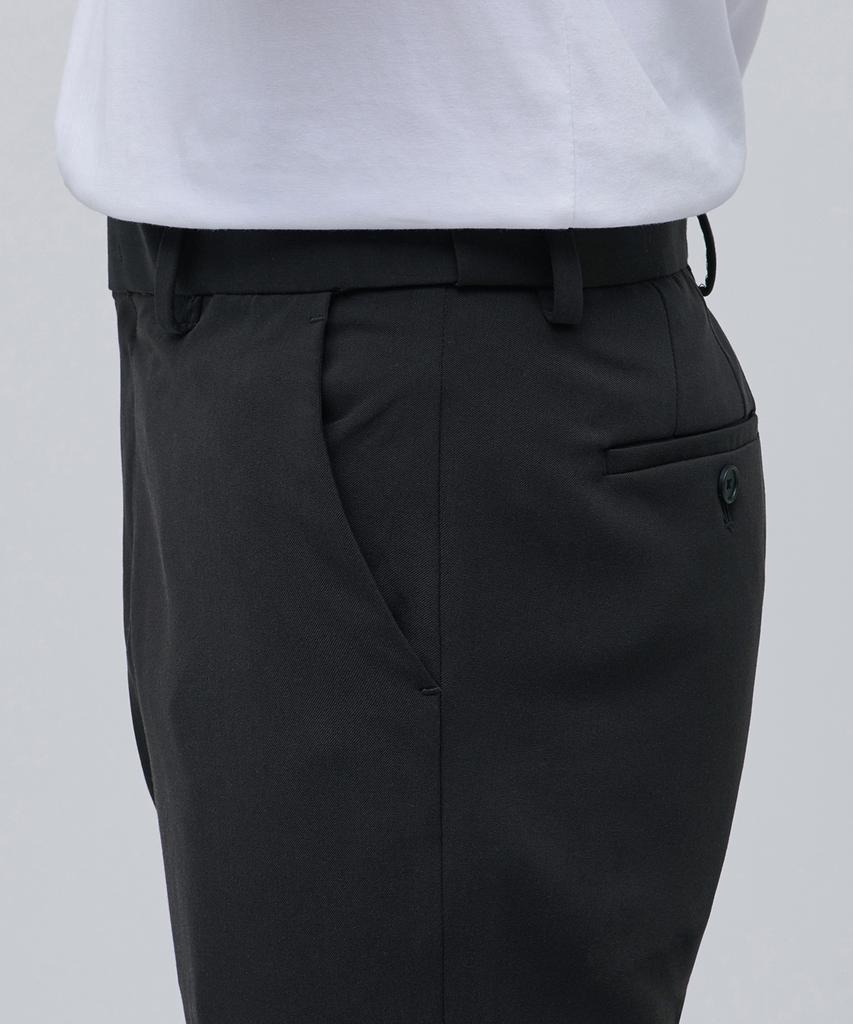 MUSINSA STANDARD Relaxed Tapered Hidden Banding Crop Slacks [Dark Gray]