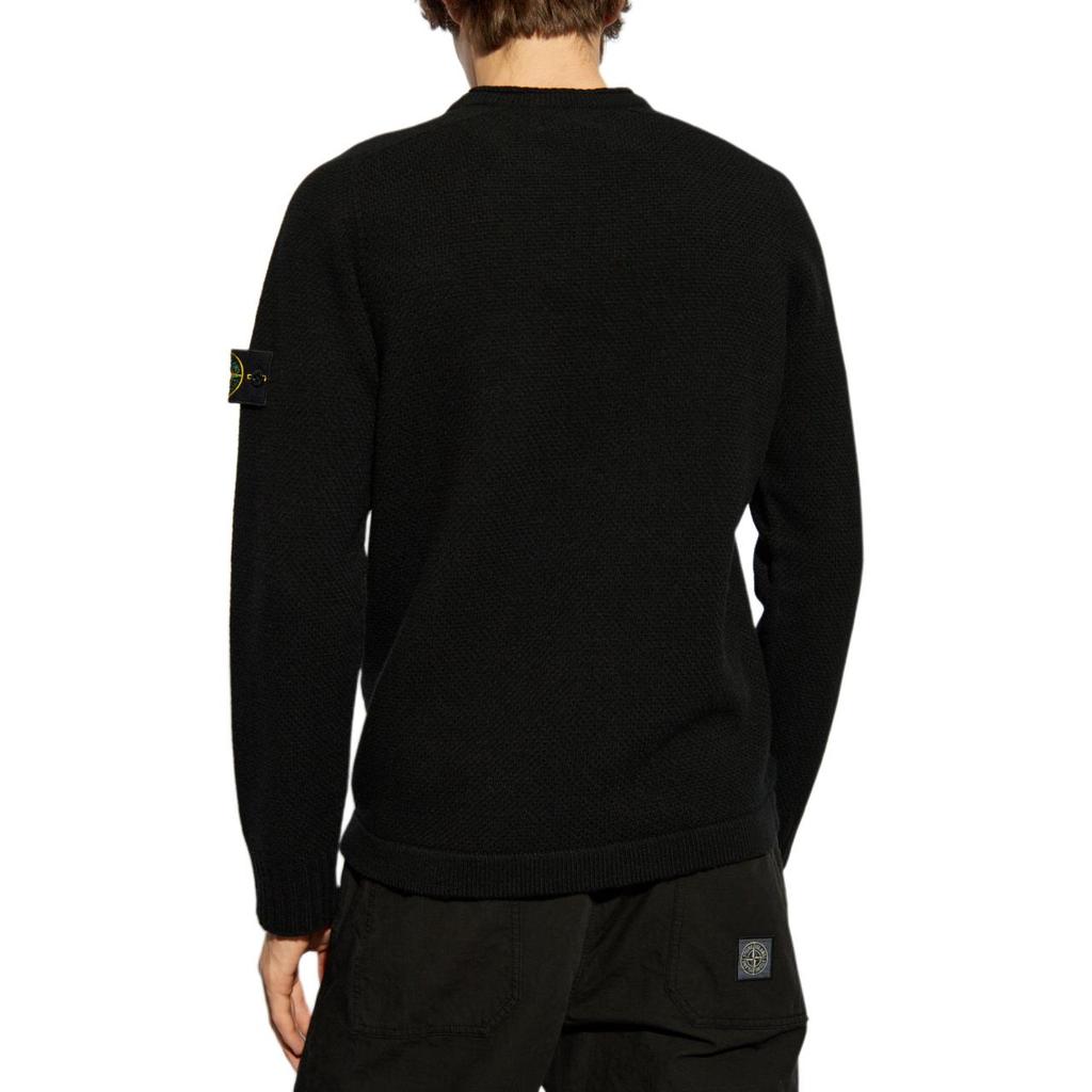 STONE ISLAND Мужской джемпер из овечьей шерсти, черный, 8115568A3-V0029
