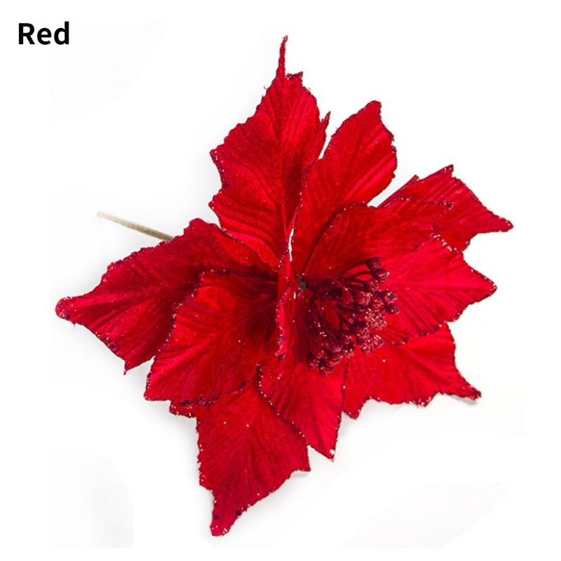 1 шт. блестящая рождественская цветочная головка из искусственного шелка, сделай сам, украшение на рождественскую елку на новый год