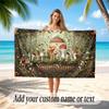 Mushroom Forest Theme Soft Beach Towel Personalized Custom Name Text Towel Portable for Beach Pool Travel