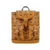 Mcm Aren Gold-Toned Brass Hardware Synthetic Leather And Cowhide Patchwork Double Shoulder Bag Mini Female Style Brown