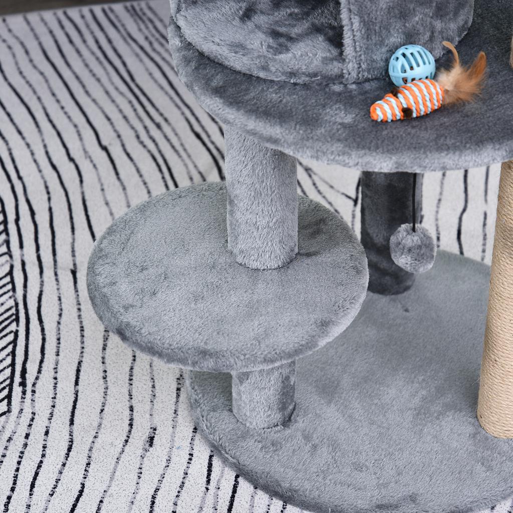 Cat Tree 104 cm Cat Tree with Cat Cave, Play Balls, Scratching Board Cat Scratching Tree with Sisal Scratching Posts, for Cats up to 4.5 kg, Grey
