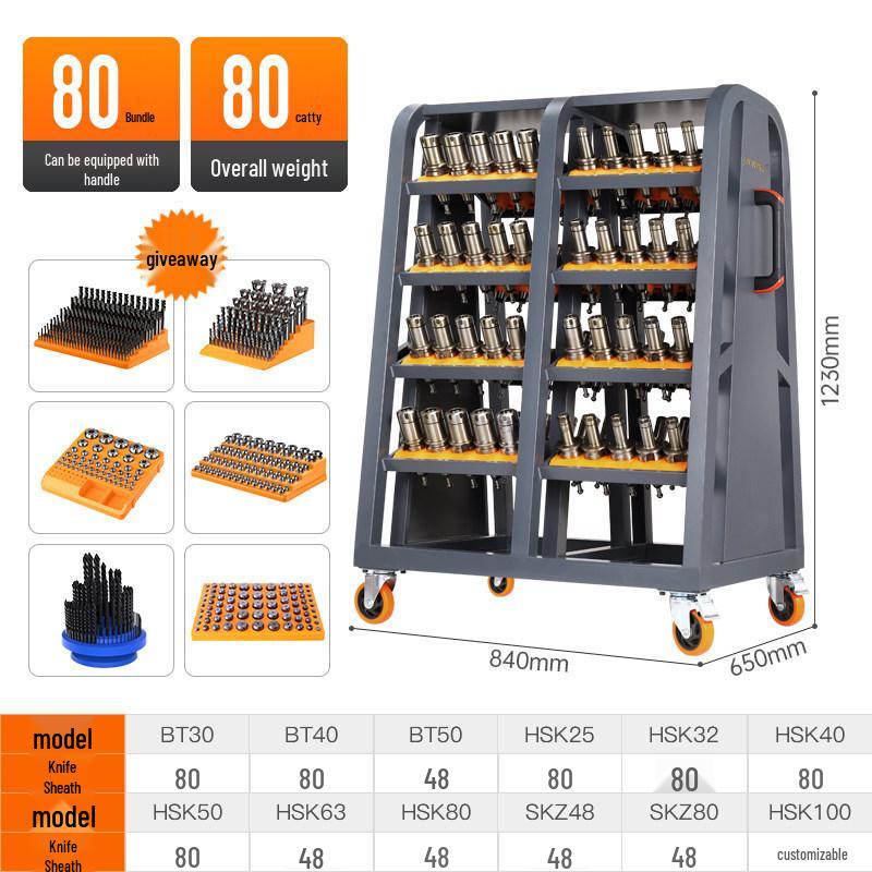 CNC Tool Management Rack with BT40/BT50 Spindle and HSK Tool Holders