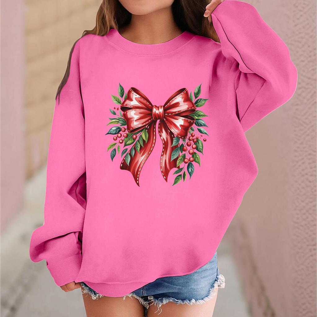 Children's Fashionable Casual Long-sleeved Loose Christmas Print Pullover Sweatshirt