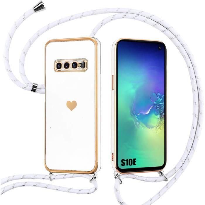 Чехол для Samsung Galaxy S10e - Ударопрочный - Защита от царапин - Рисунок сердца - Белый шнурок - Гибкий