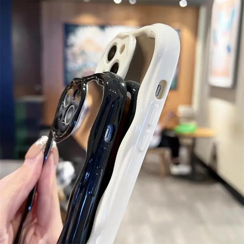 Чехол для телефона Xiaomi Redmi Note 15 14 12 13 Pro Plus 12S Redmi 15C 15 A5 13C 14C 12C A3 Силиконовый с волнистым краем Зеркальная крышка для макияжа