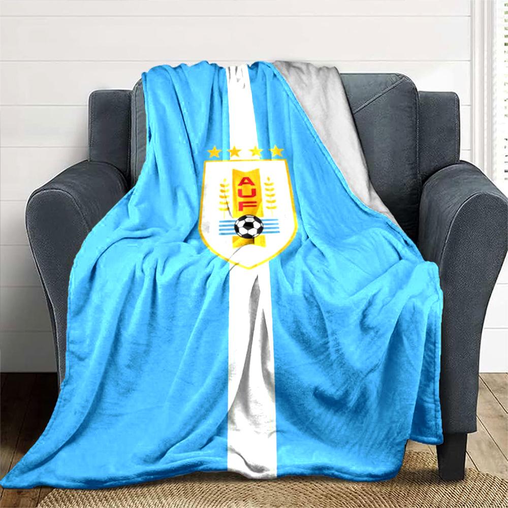 Uruguay Celeste Football Print Flannel Blanket High Quality Warm Comfortable Cover for All Seasons Perfect for Gifts Home Decor