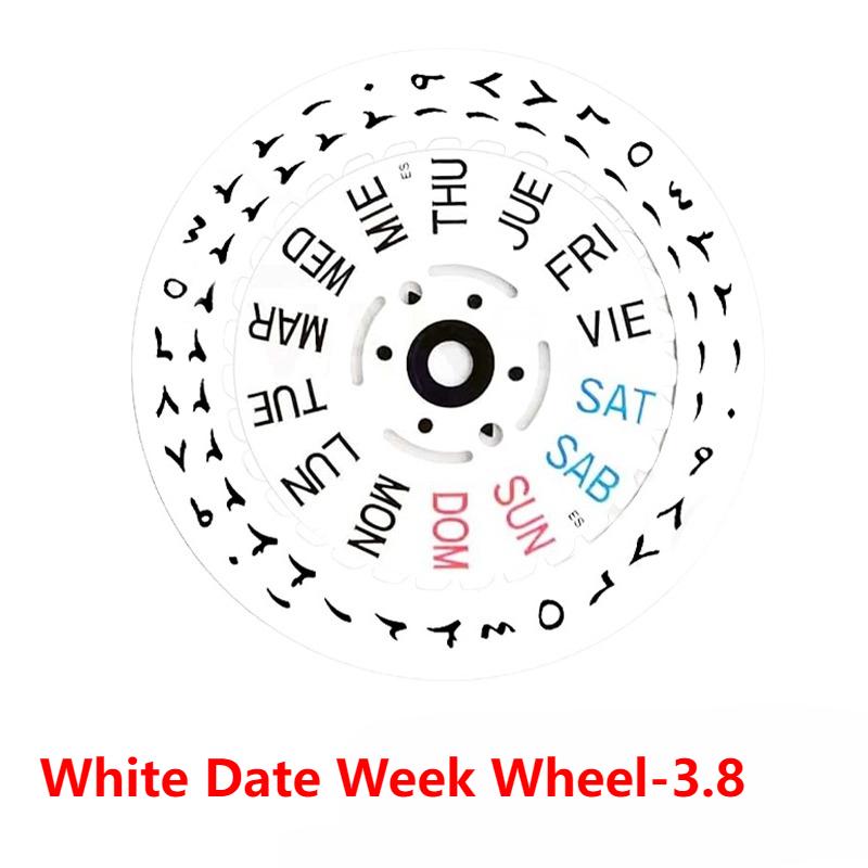 Black/White Date Week Wheel NH35 NH36 Movement Arabic Movement Dial Fits NH35 NH36 Automatic Movement Crown At 3.0 or 3.8 Oclock