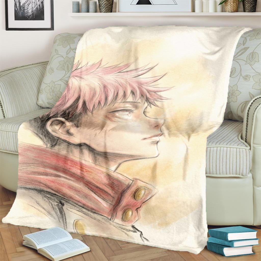 Soft Flannel Print Blanket Jujutsu Kaisen Warm for Bedrooms, Sofas, Beds, Chairs, Picnics, Travel