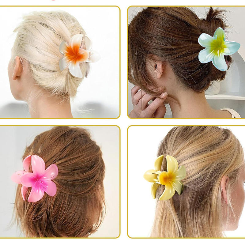Fashion Women Flower Hair Claws Hawaiian Gradient Hair Clips Shark Hairpins Vacation Beach Style Hairpins Hair Accessories