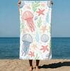 1pc Summer Boho Style Dolphin Leaping Starfish and Turtle Bright and Playful Flat Design Art Style Beach Towel