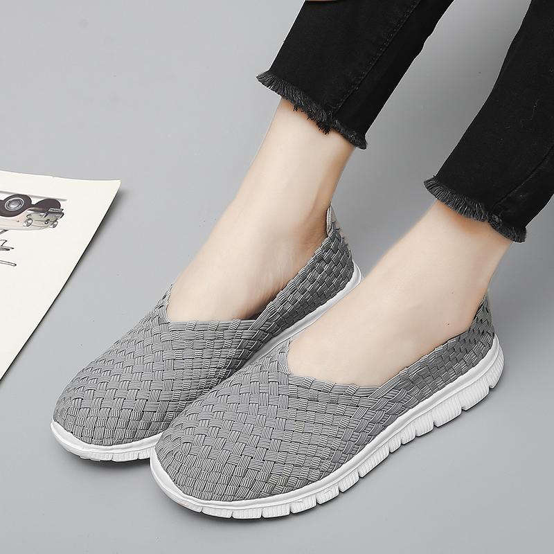 Летние мокасины, розовые пляжные прогулочные туфли, женские повседневные плетеные мягкие лоферы без шнуровки, плетеные кроссовки на плоской подошве