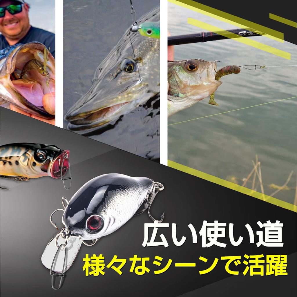 QISHUO Stainless Steel Cross Lock Strong Lure Snaps for Egi Jigging and 100 Black Snaps, Fishing, Pieces, 15kg,