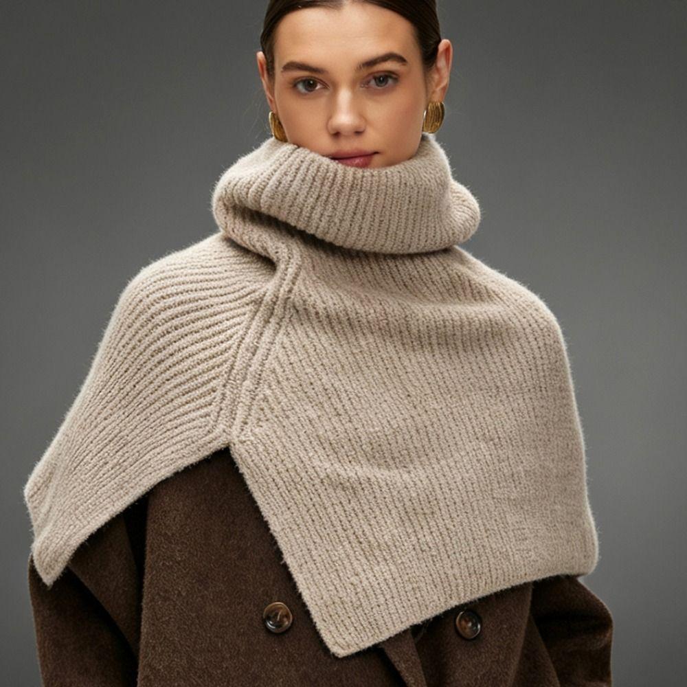Turtleneck Women Cape High Neck High Neck Scarf Simple Knitted Pullover Shawl Women