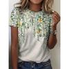Повседневная футболка с короткими рукавами и цветочным принтом 3D для женщин на лето, свободная и простая, модная принтованная женская одежда