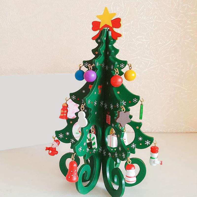 Creative DIY Wooden Christmas Tree Window Shop Mall Desktop Display Props Ornament Holiday Gifts Decoration Ornaments 2026