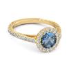 London Blue Topaz Halo Pave Engagement Ring - 925 Sterling Silver Gold Vermeil