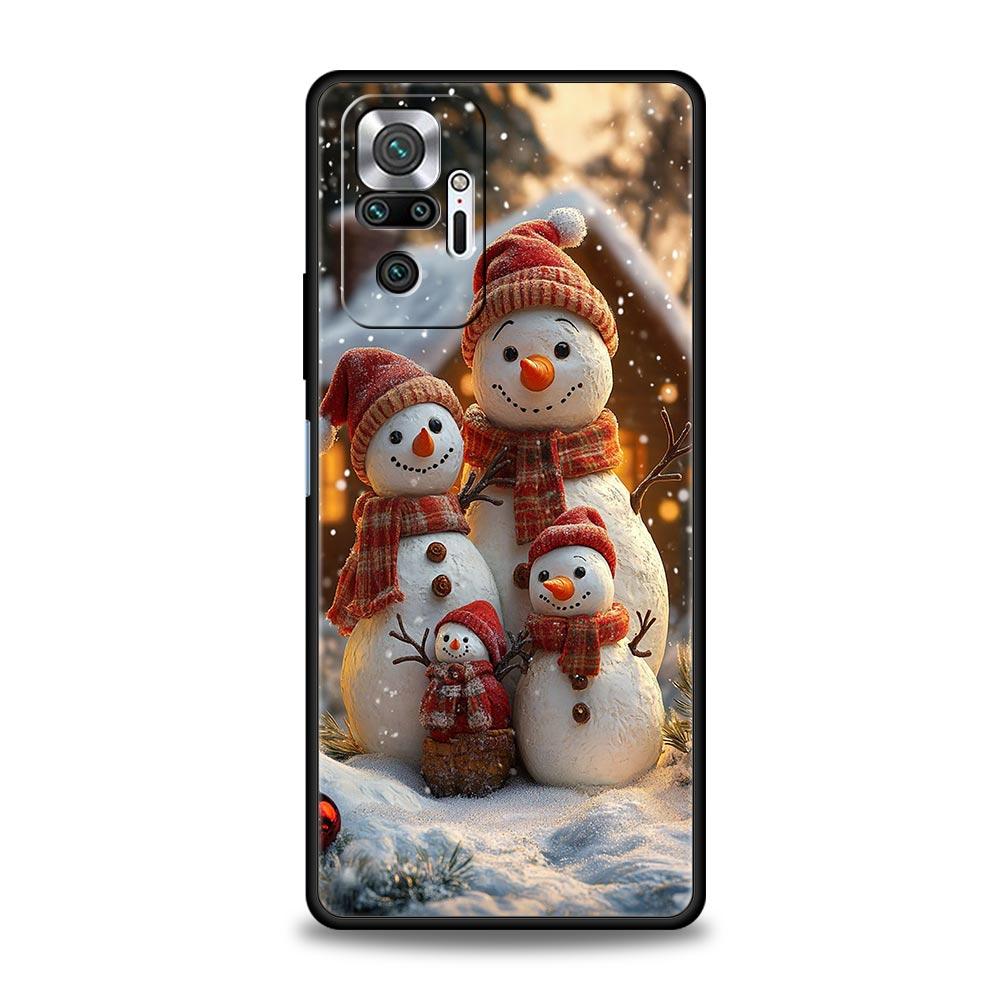 Чехол для телефона Рождественский снеговик для Redmi 14C 10C Note 15 14 13 12 10 11 K40 Pro Plus 5G Ударопрочный Мягкий ТПУ Корпус Funda Сумка